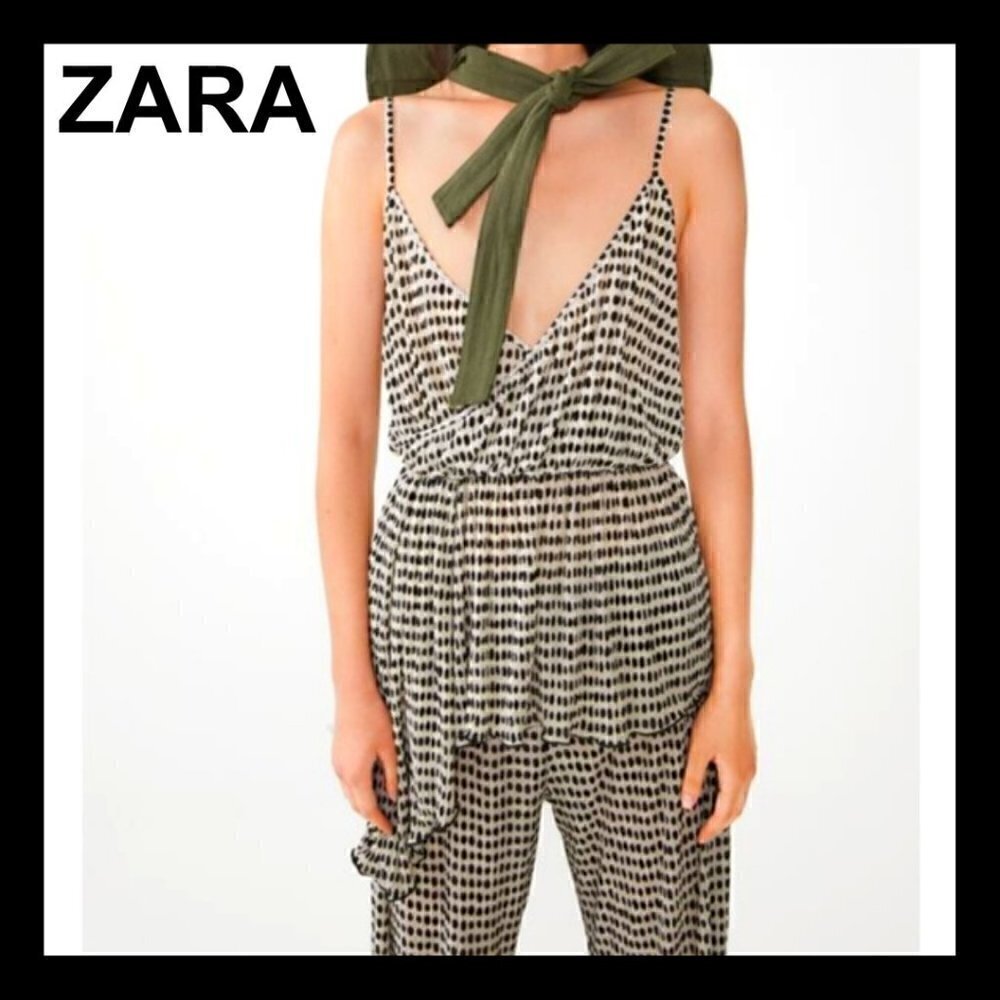 NWT ZARA Polka dot elastic waist asymmetrical hem camisole
